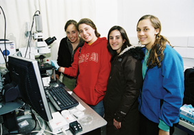 Students from New York on a visit to the Institute